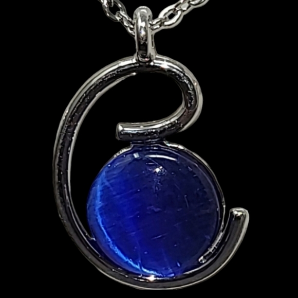 NWT BIJOUX BY MEERA GENUINE CATS'S EYE STONE NECKLACE - Picture 3 of 3